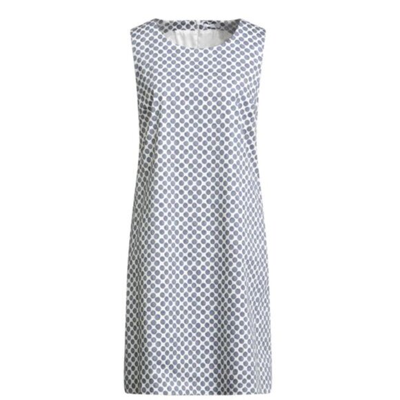 PESERICO Made in Italy Cotton Polka Dots Easy Dress White/Slate Blue - Picture 1 of 13